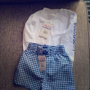 Ruggedbutts Boys rash guard and swim trunks